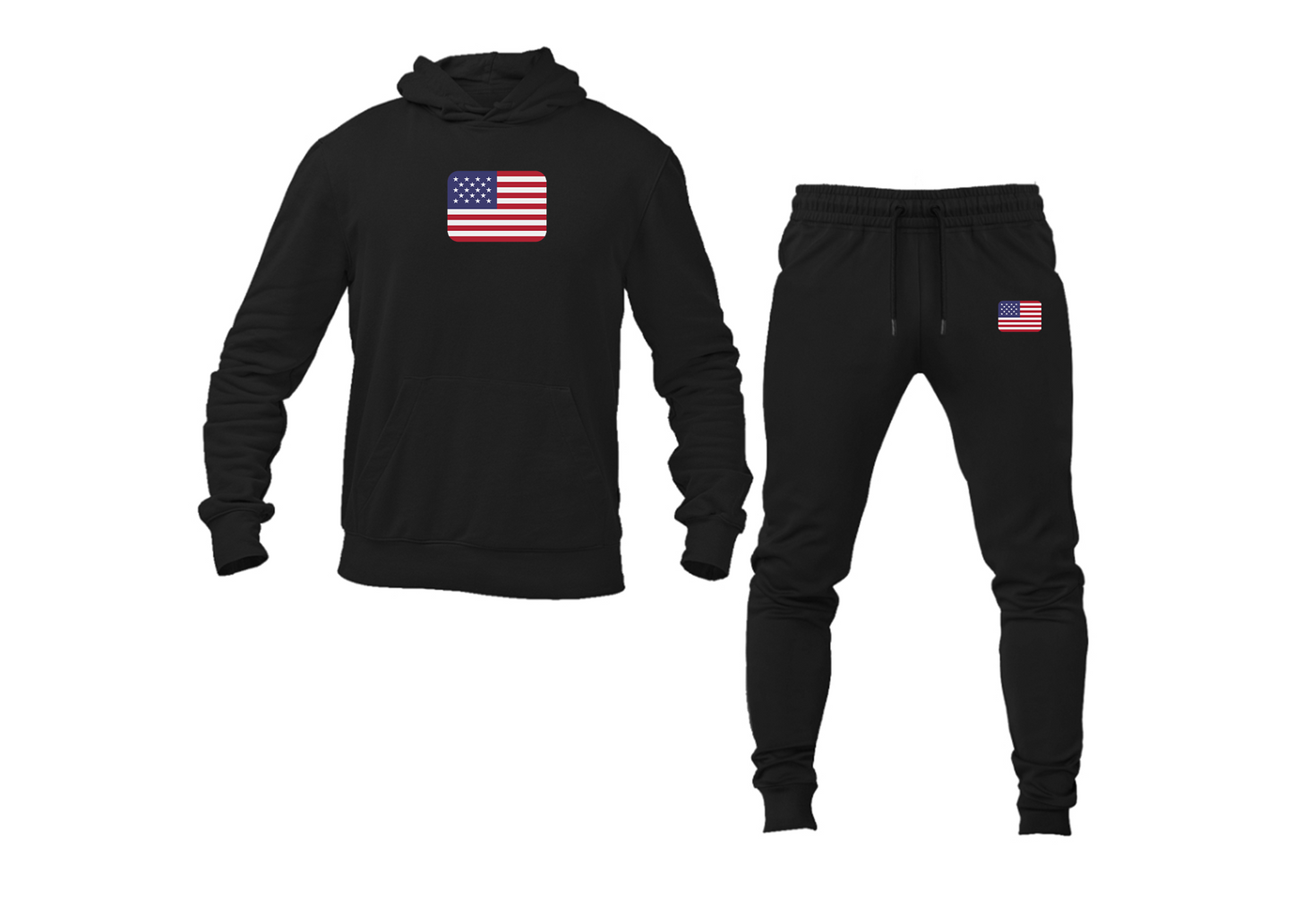 Men's American-Flag-Emoji Hoodie Joggers Set
