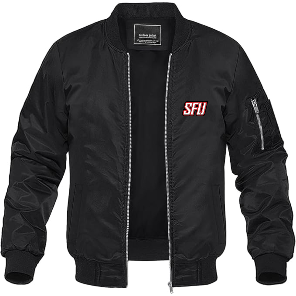 Men's Saint Francis Red Flash Logo Lightweight Bomber Jacket Windbreaker Softshell Varsity Jacket Coat