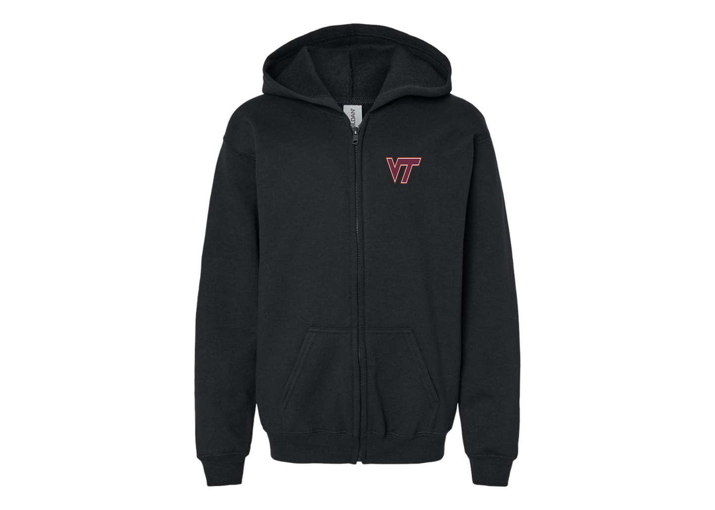 Gildan Heavy Blend Youth Virginia Tech Hokies Full Zip Hooded Sweatshirt