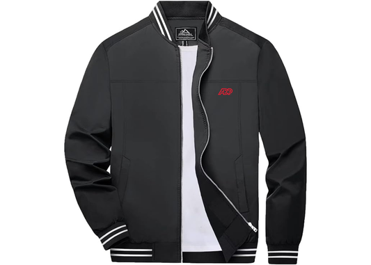 Men's ADP Logo Lightweight Zip-Up Ribbed Collar and Cuffs Bomber Jacket