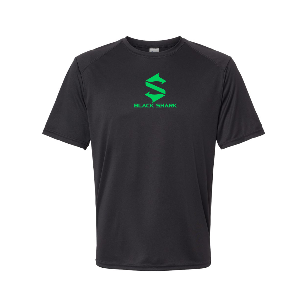 Men's Black Shark Logo Polyester T-Shirt