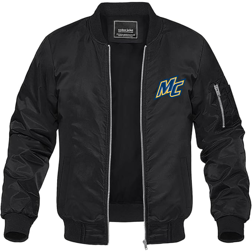 Men's Merrimack Warriors Logo Lightweight Bomber Jacket Windbreaker Softshell Varsity Jacket Coat