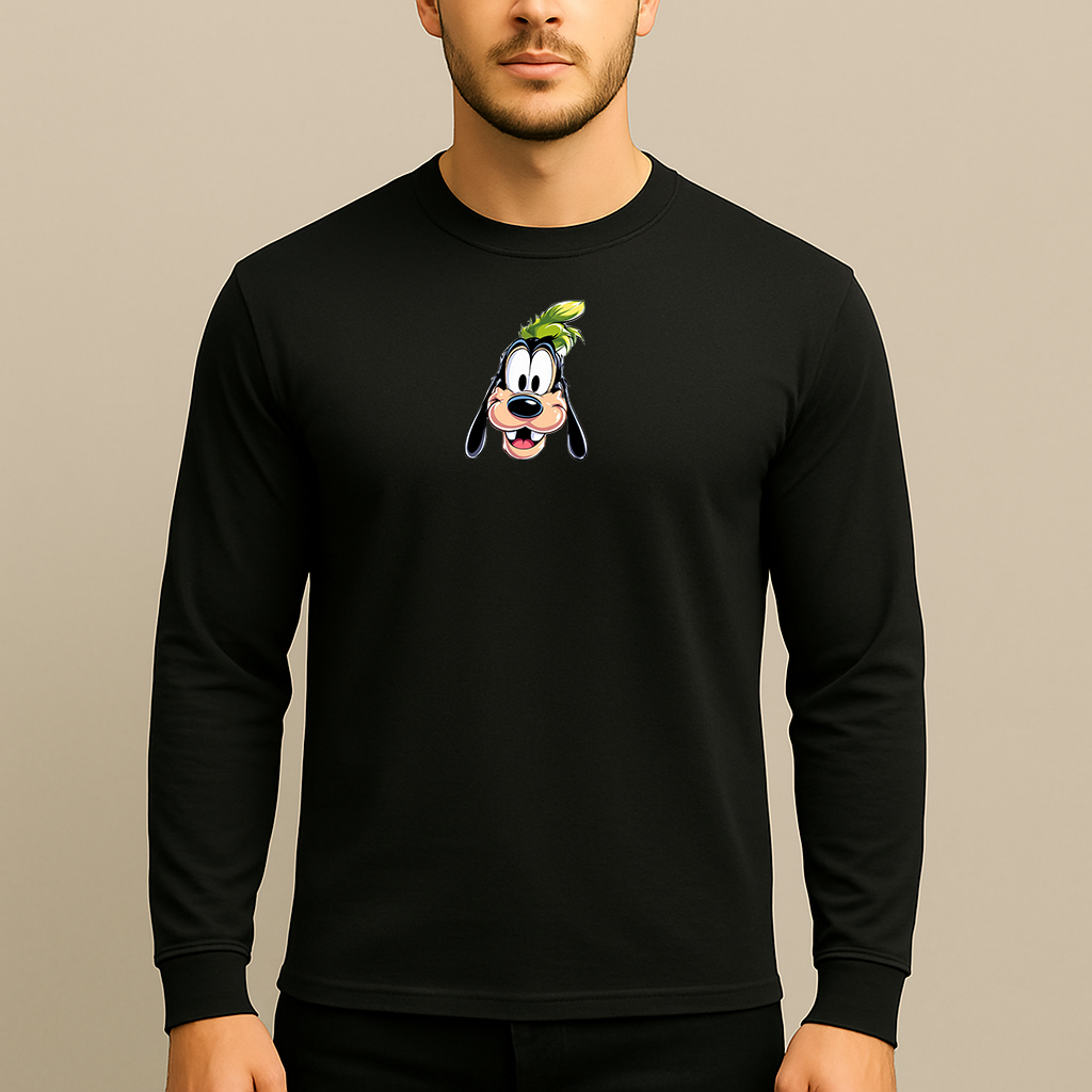 Men's Goofy Disney Smiley Face Long Sleeve T-Shirt