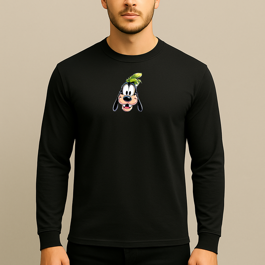 Men's Goofy Disney Smiley Face Long Sleeve T-Shirt