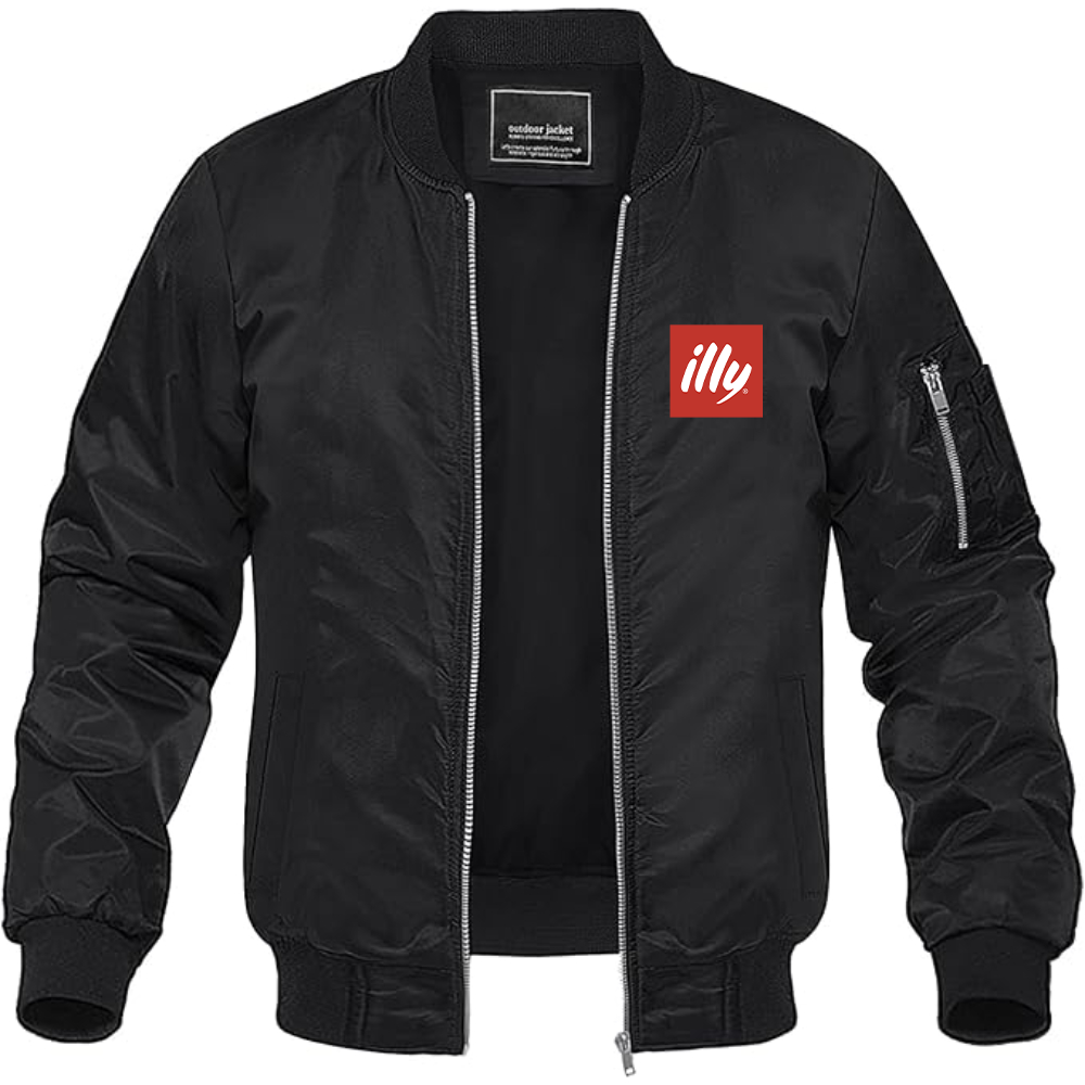 Men's Illy Logo Lightweight Bomber Jacket Windbreaker Softshell Varsity Jacket Coat