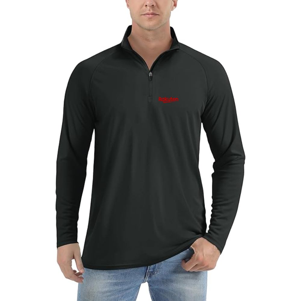 Men's Rakuten Logo Lightweight Quarter-Zip Athletic Shirt Long Sleeve Performance Wear