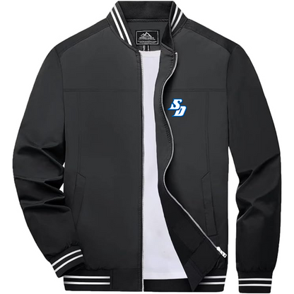 Men's San Diego Toreros Logo Lightweight Zip-Up Ribbed Collar and Cuffs Bomber Jacket