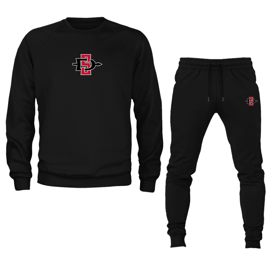 Men's San Diego State Aztecs Logo Crewneck Sweatshirt Joggers Suit