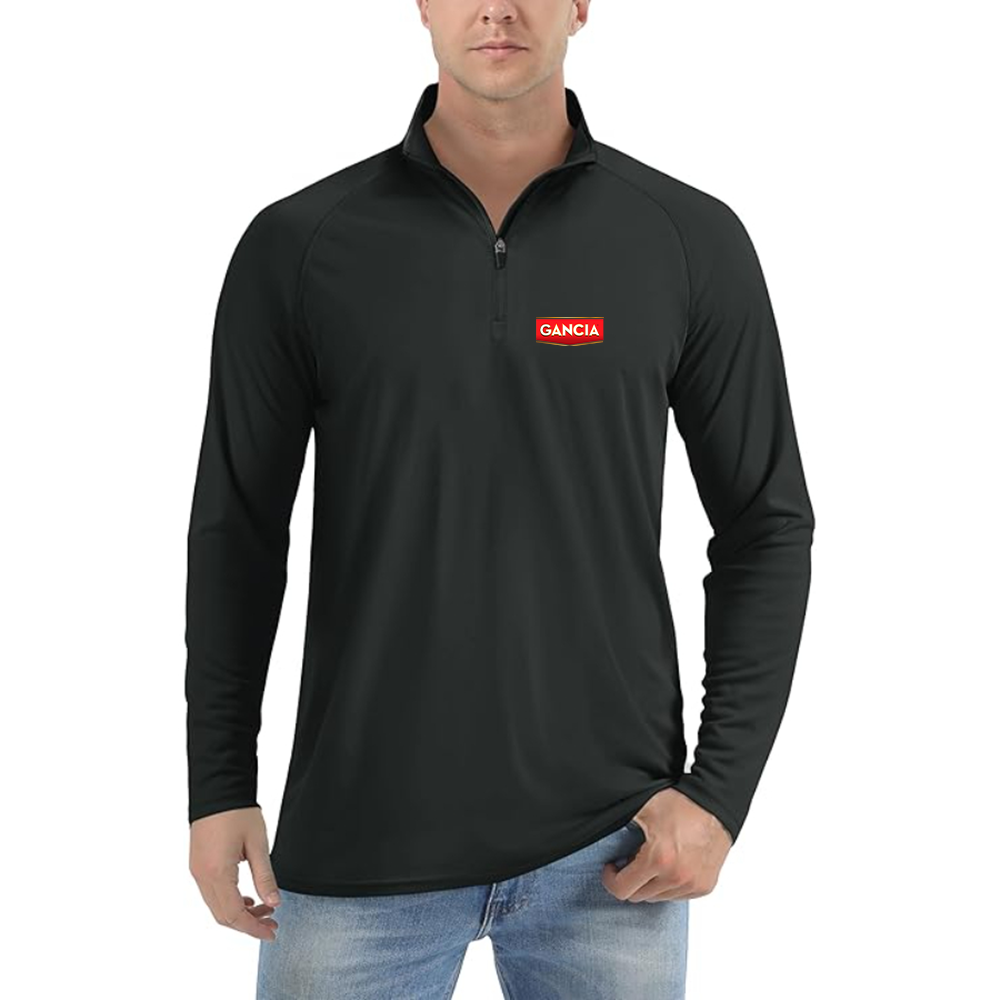 Men's Gancia Logo Lightweight Quarter-Zip Athletic Shirt Long Sleeve Performance Wear