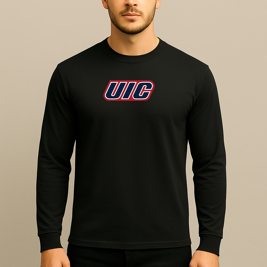 Men's Illinois Chicago Flames Logo Long Sleeve T-Shirt