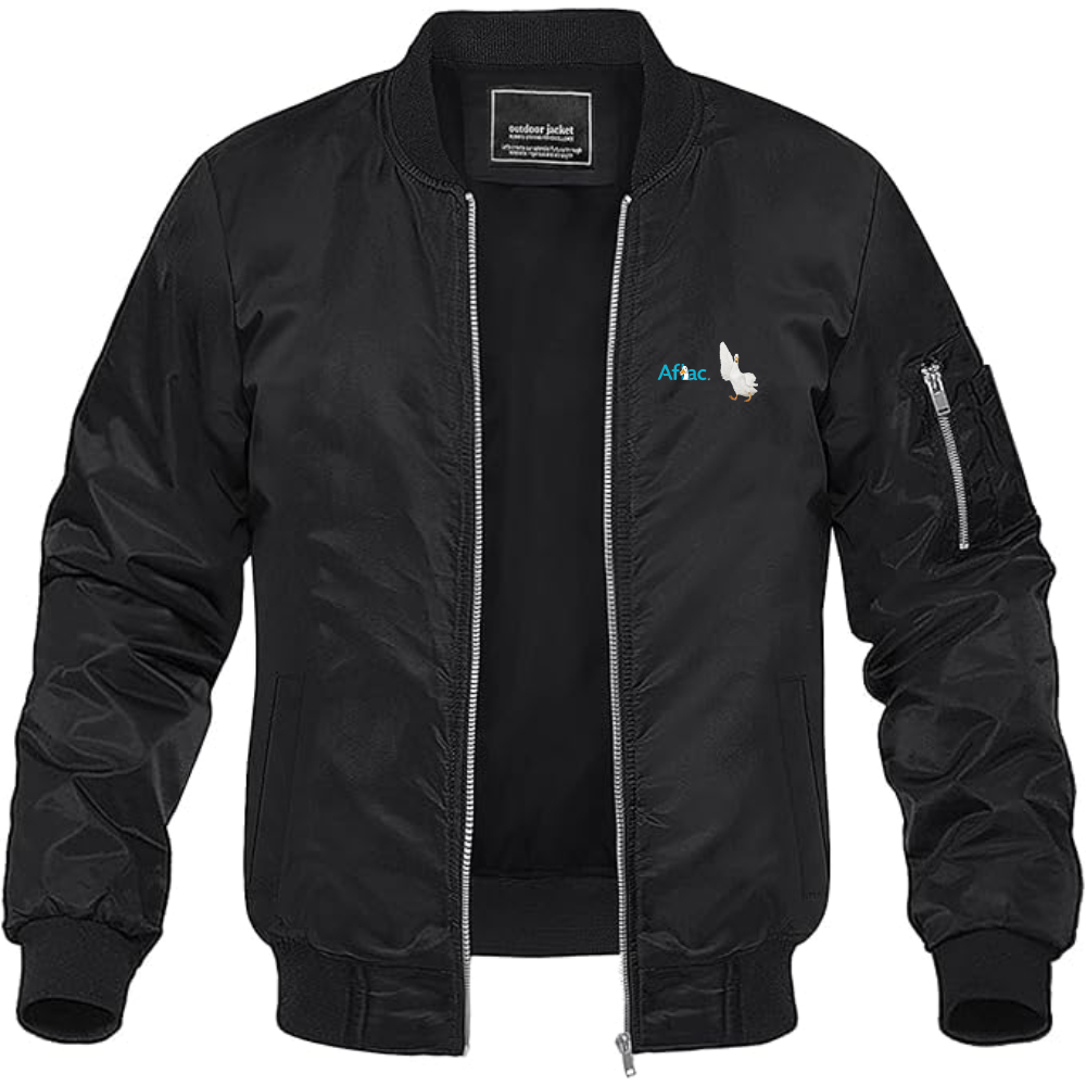 Men's Aflac Logo and Duck Lightweight Bomber Jacket Windbreaker Softshell Varsity Jacket Coat