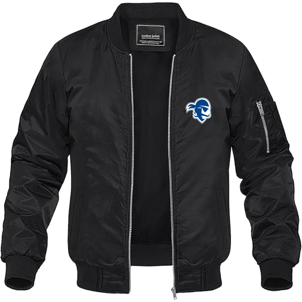Men's Seton Hall Pirates Logo Lightweight Bomber Jacket Windbreaker Softshell Varsity Jacket Coat