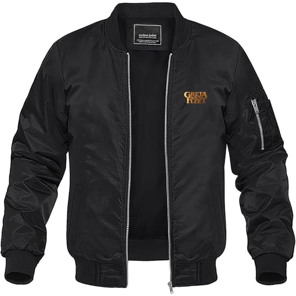 Men's Greta Van Fleet Logo Lightweight Bomber Jacket Windbreaker Softshell Varsity Jacket Coat