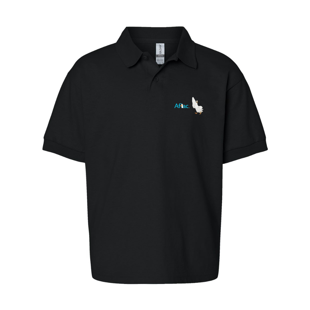 Youth Aflac Logo and Duck Gildan Dry Blend Jersey Polo