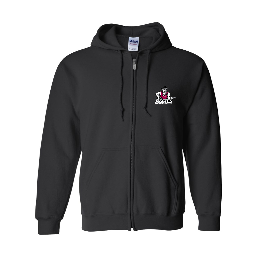 Men's Aggies New Mexico State Logo Gildan  Heavy Blend Full Zip Hooded Sweatshirt