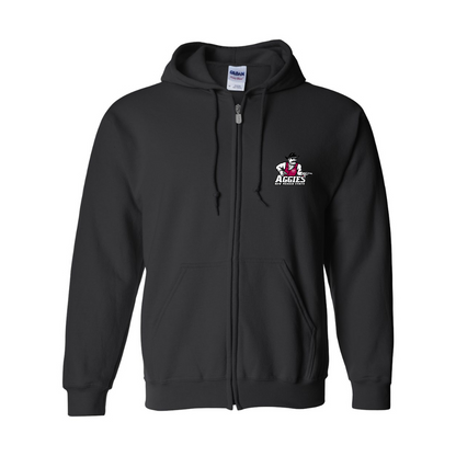 Men's Aggies New Mexico State Logo Gildan  Heavy Blend Full Zip Hooded Sweatshirt
