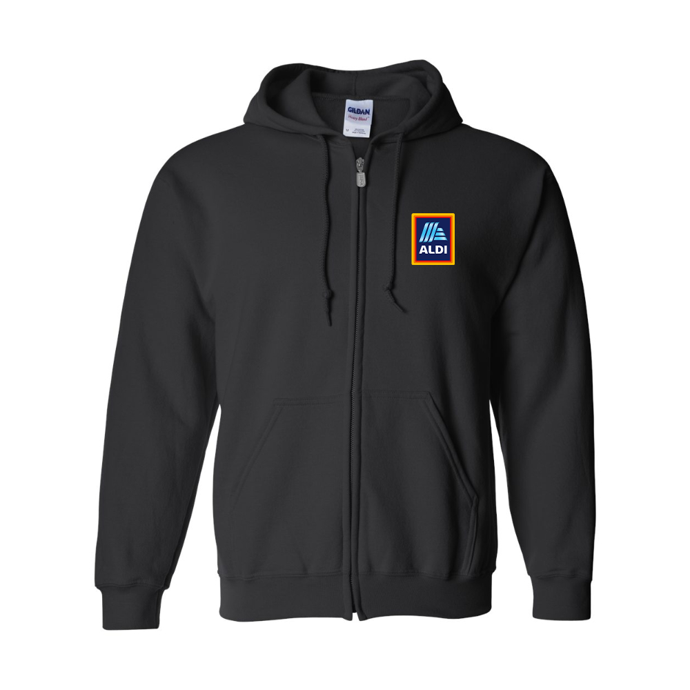 Men's Aldi Logo Gildan  Heavy Blend Full Zip Hooded Sweatshirt