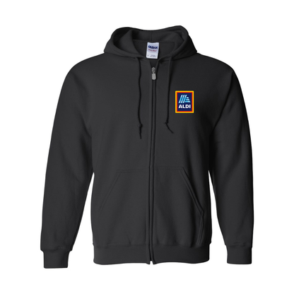 Men's Aldi Logo Gildan  Heavy Blend Full Zip Hooded Sweatshirt