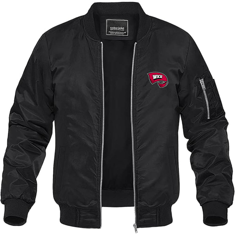 Men's Western Kentucky Hilltoppers Logo Lightweight Bomber Jacket Windbreaker Softshell Varsity Jacket Coat