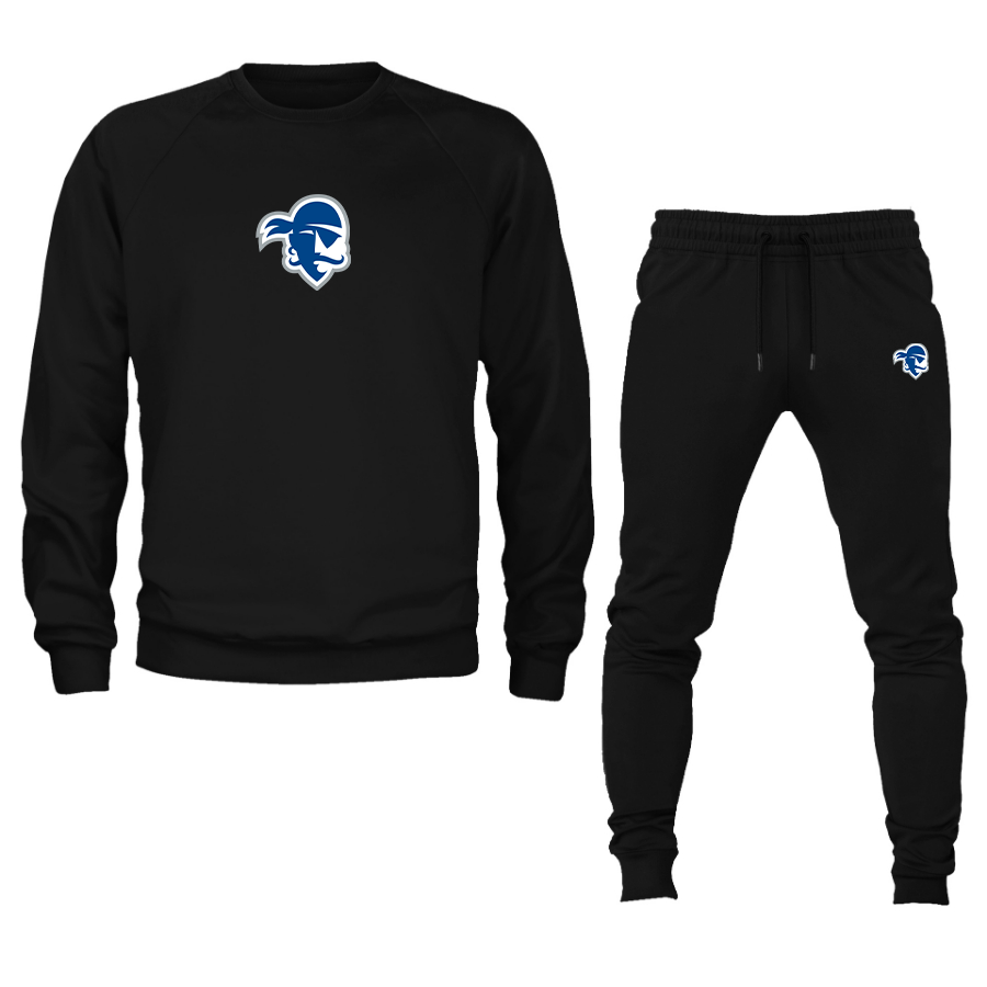 Men's Seton Hall Pirates Logo Crewneck Sweatshirt Joggers Suit