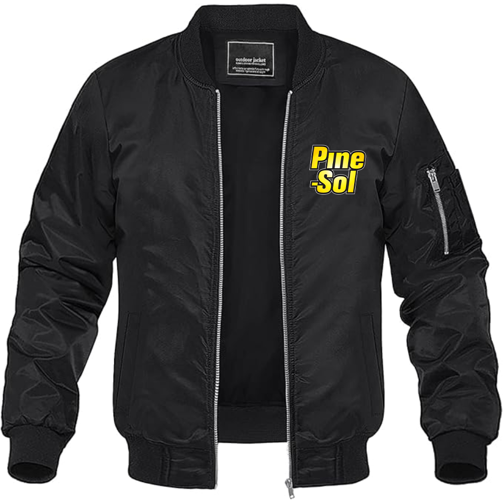 Men's Pine Sol Logo Lightweight Bomber Jacket Windbreaker Softshell Varsity Jacket Coat