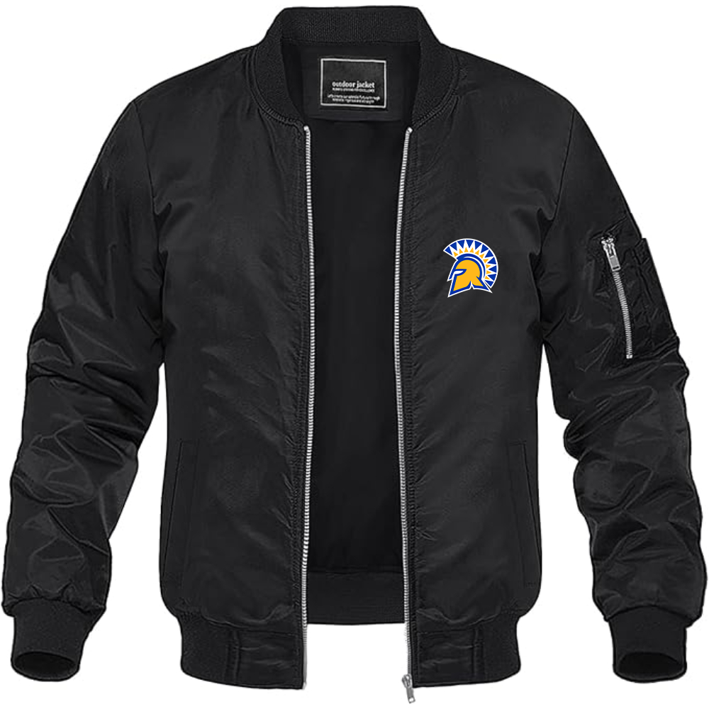 Men's San Jose State Spartans Logo Lightweight Bomber Jacket Windbreaker Softshell Varsity Jacket Coat