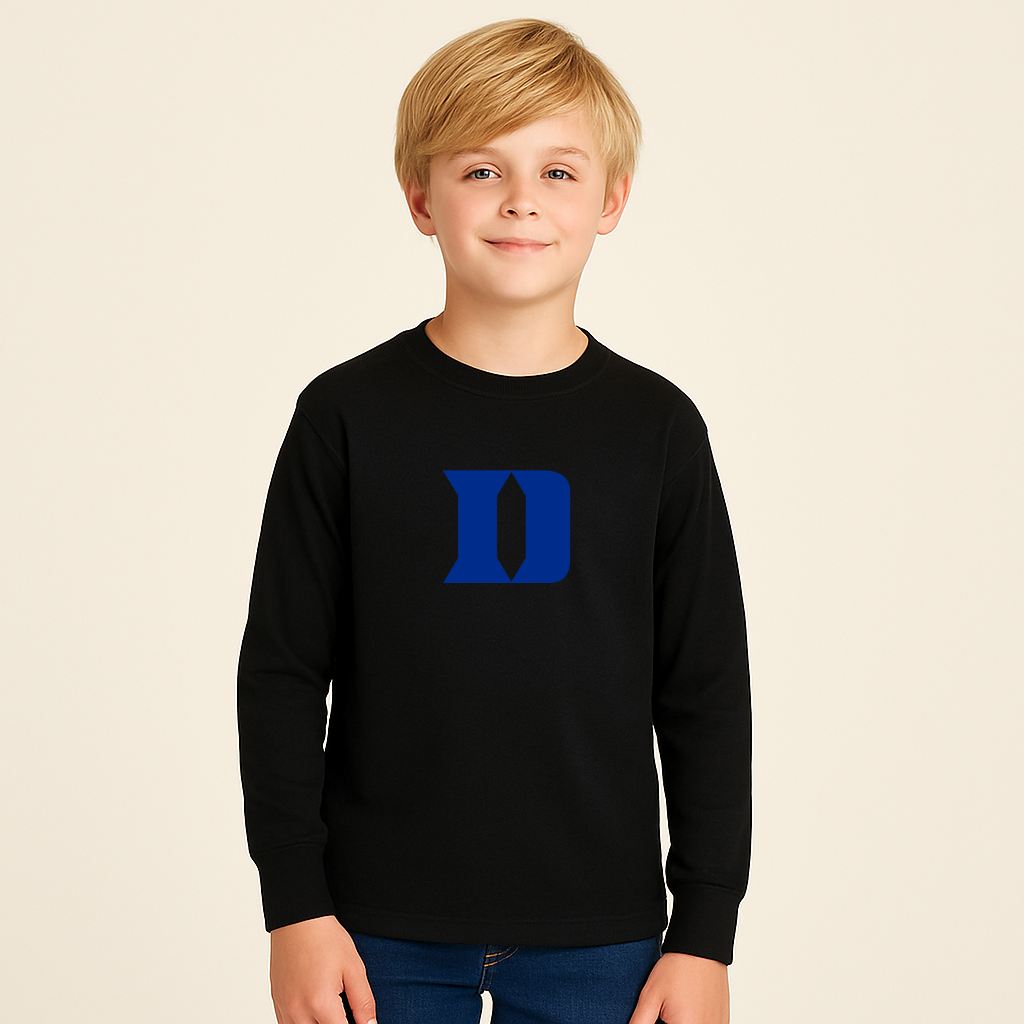 Youth Duke Blue Devils Logo Cotton Long Sleeve T-Shirt