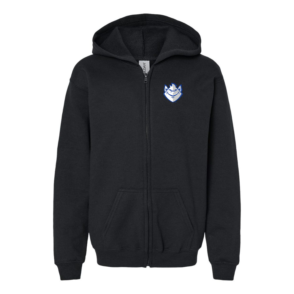 Gildan Heavy Blend Youth Saint Louis Billikens Logo Full Zip Hooded Sweatshirt