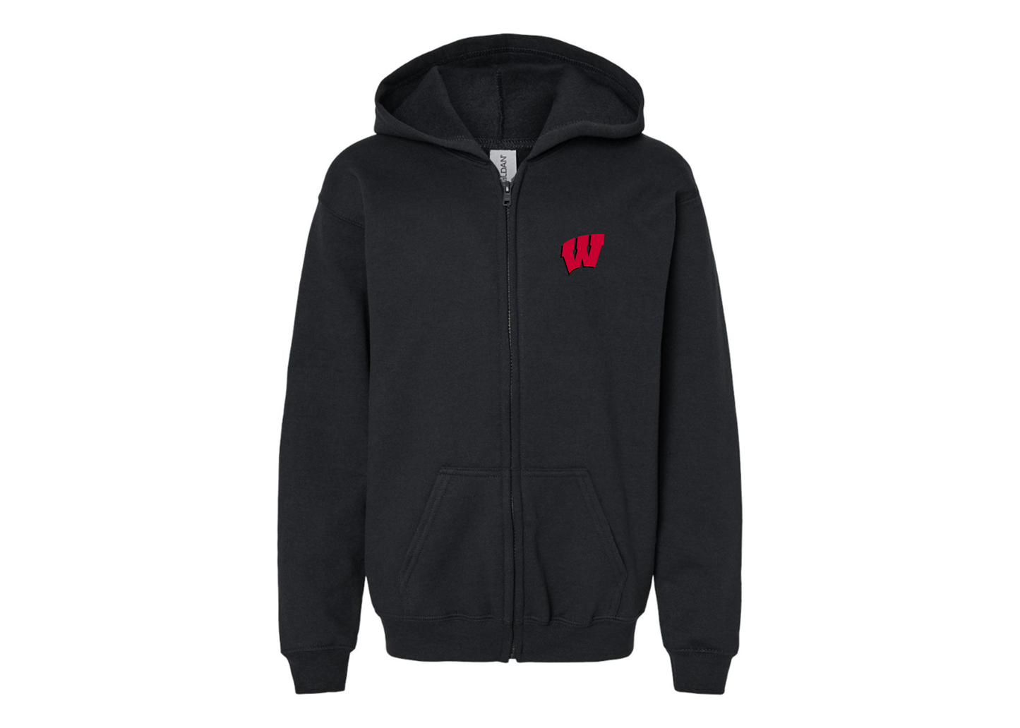 Gildan Heavy Blend Youth Wisconsin Badgers Full Zip Hooded Sweatshirt