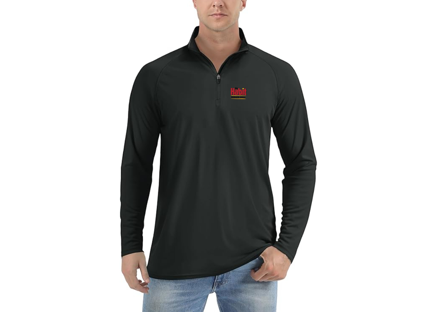 Men's The Habit Burger Grill Lightweight Quarter-Zip Athletic Shirt Long Sleeve Performance Wear