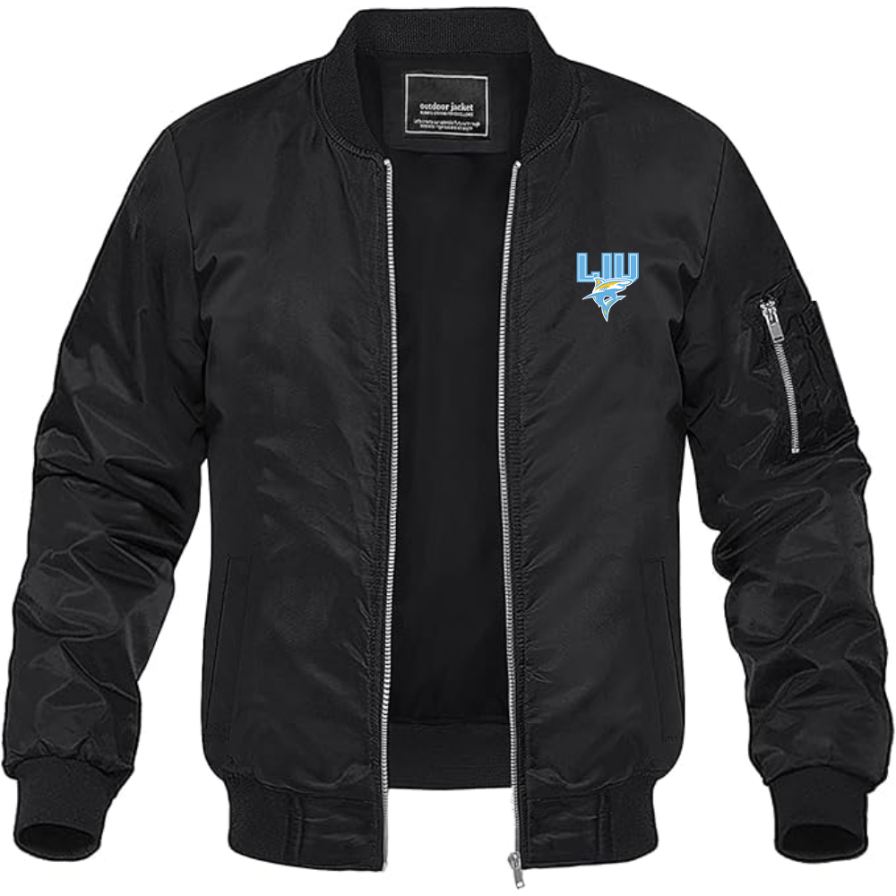 Men's LIU Brooklyn Blackbirds Logo Lightweight Bomber Jacket Windbreaker Softshell Varsity Jacket Coat