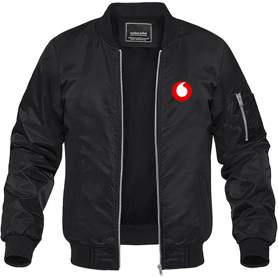 Men's Vodafone Logo Lightweight Bomber Jacket Windbreaker Softshell Varsity Jacket Coat