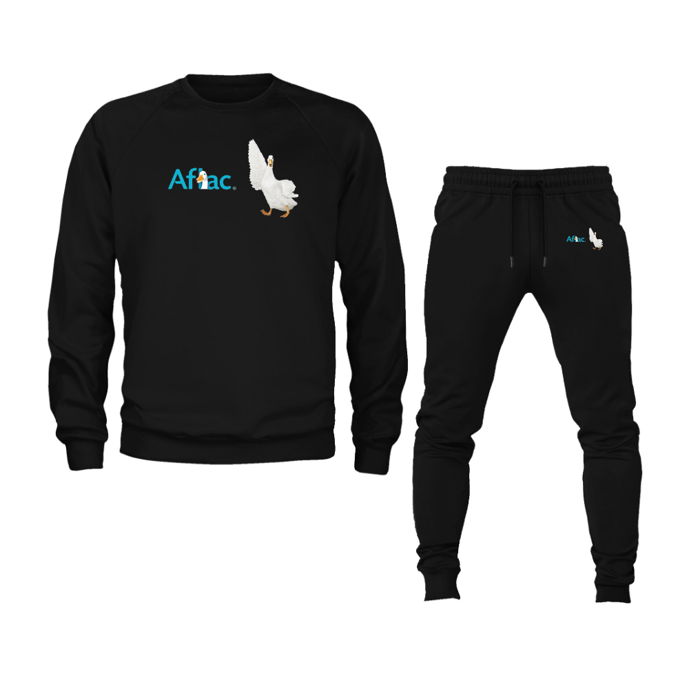 Men's Aflac Logo and Duck Crewneck Sweatshirt Joggers Suit