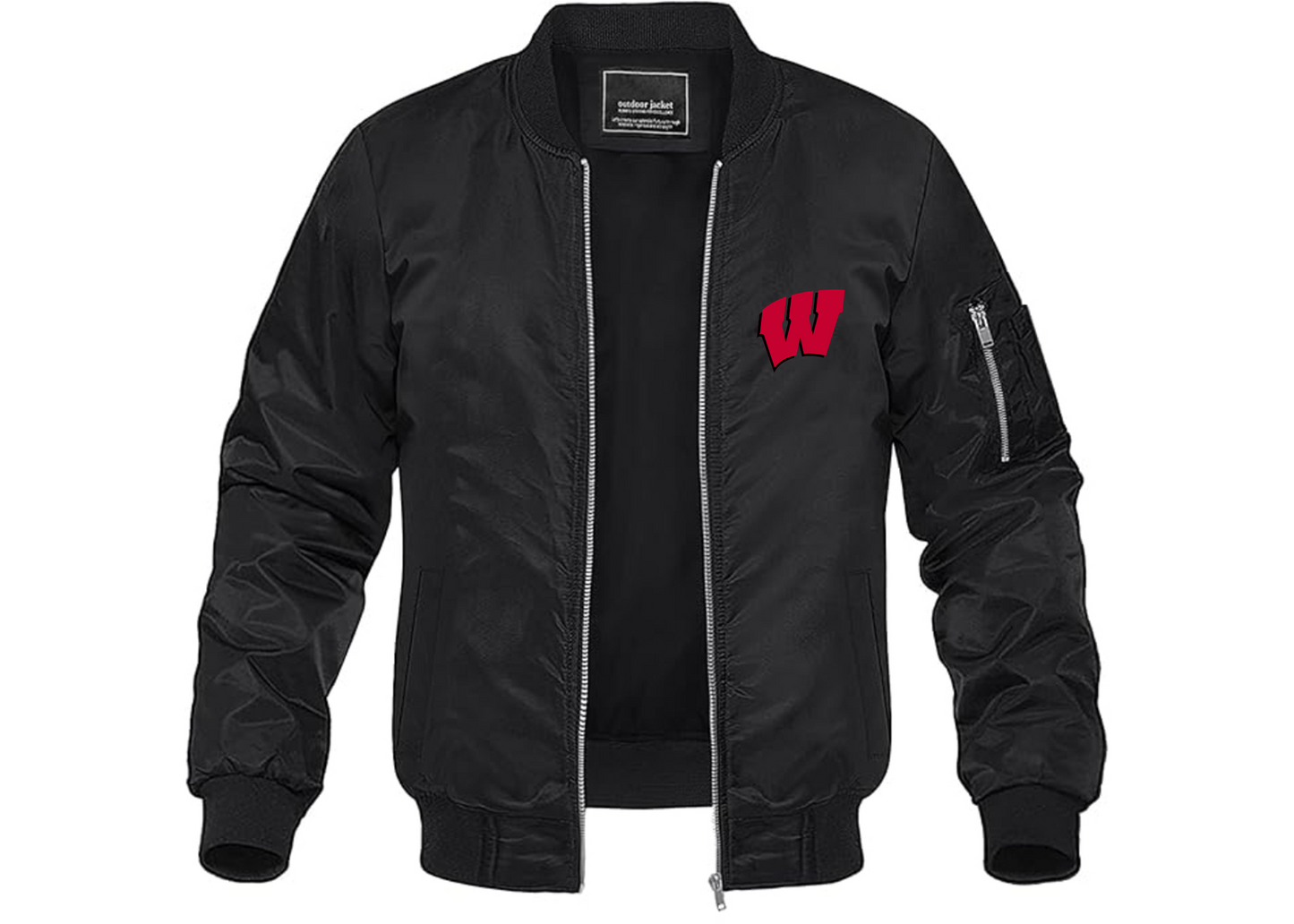 Men's Wisconsin Badgers Lightweight Bomber Jacket Windbreaker Softshell Varsity Jacket Coat