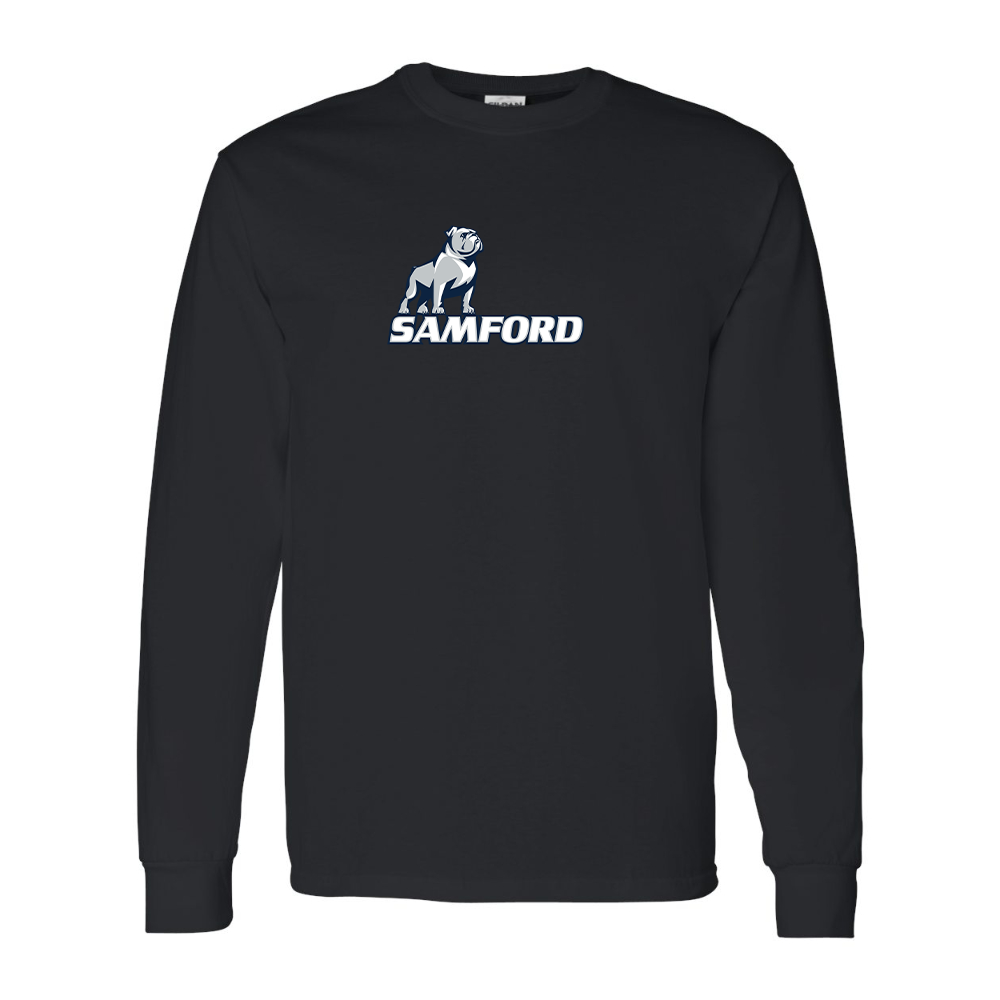 Men's Samford Bulldogs Logo Gildan Heavy Cotton Long Sleeve T-Shirt