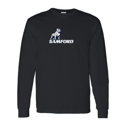 Men's Samford Bulldogs Logo Gildan Heavy Cotton Long Sleeve T-Shirt