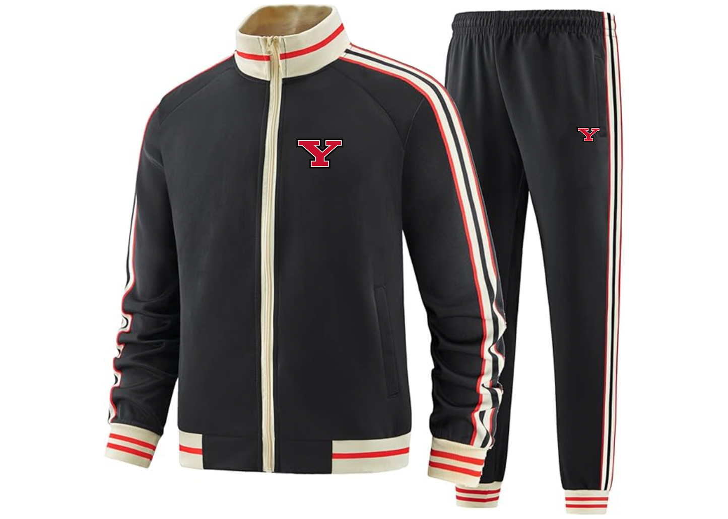 Men's Youngstown State Penguins Tracksuit with Bold Striped Accents and Zippered Front Athletic Wear