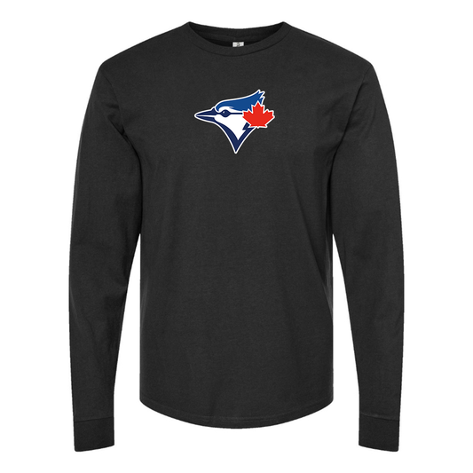 Youth Bluefield Blue Jays Logo Cotton Long Sleeve T-Shirt