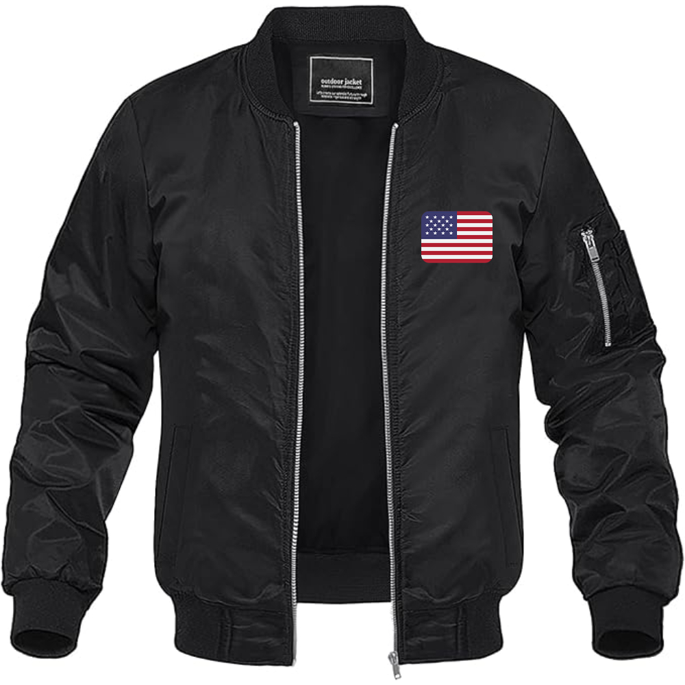 Men's American-Flag-Emoji Lightweight Bomber Jacket Windbreaker Softshell Varsity Jacket Coat