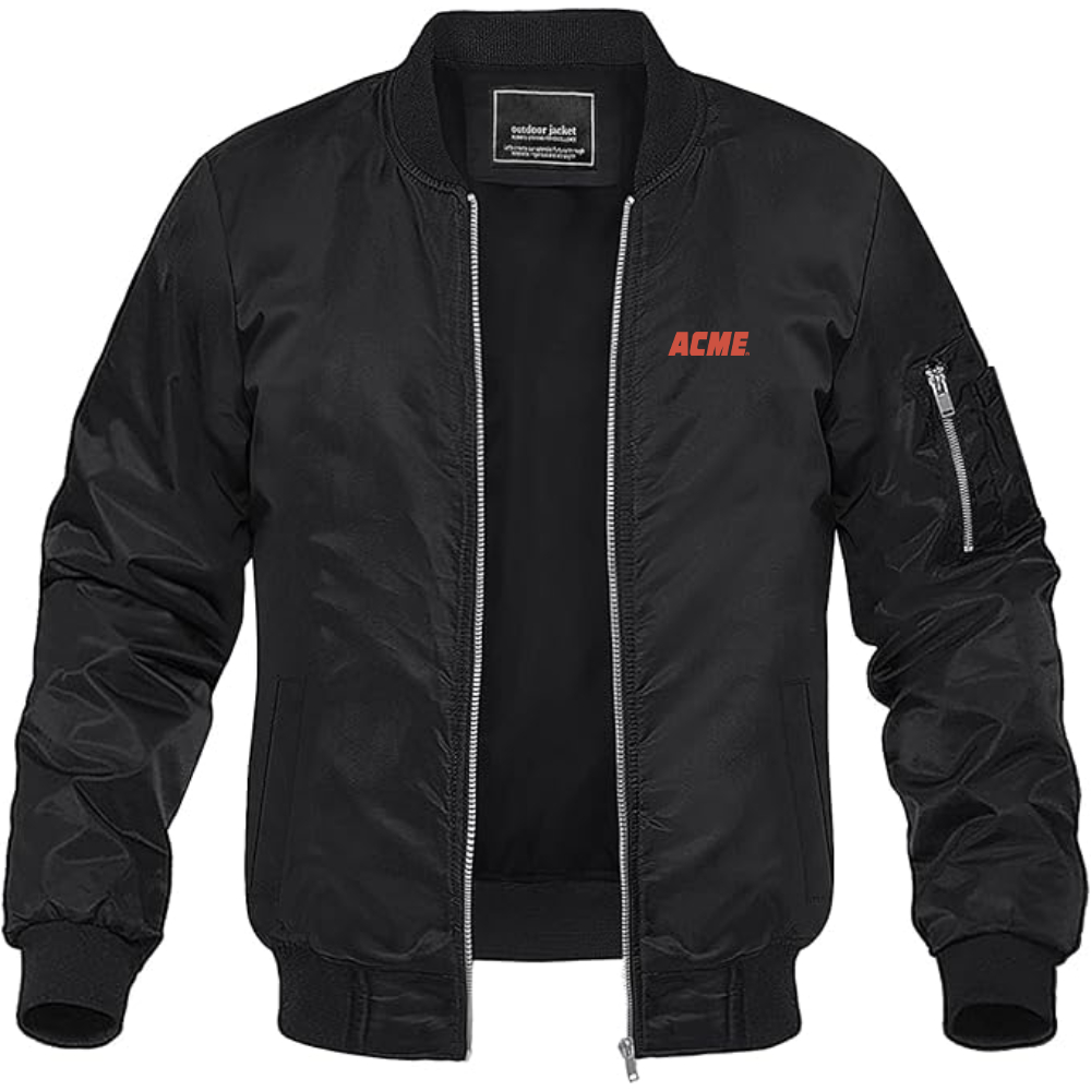 Men's ACME Logo Lightweight Bomber Jacket Windbreaker Softshell Varsity Jacket Coat