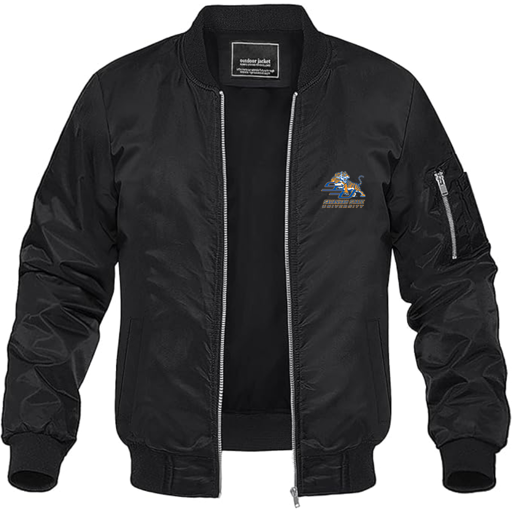 Men's Savannah State Tigers Logo Lightweight Bomber Jacket Windbreaker Softshell Varsity Jacket Coat