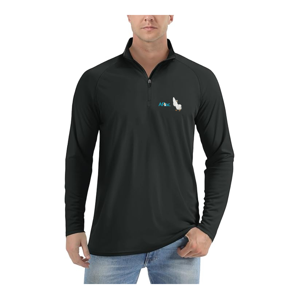 Men's Aflac Logo and Duck Lightweight Quarter-Zip Athletic Shirt Long Sleeve Performance Wear