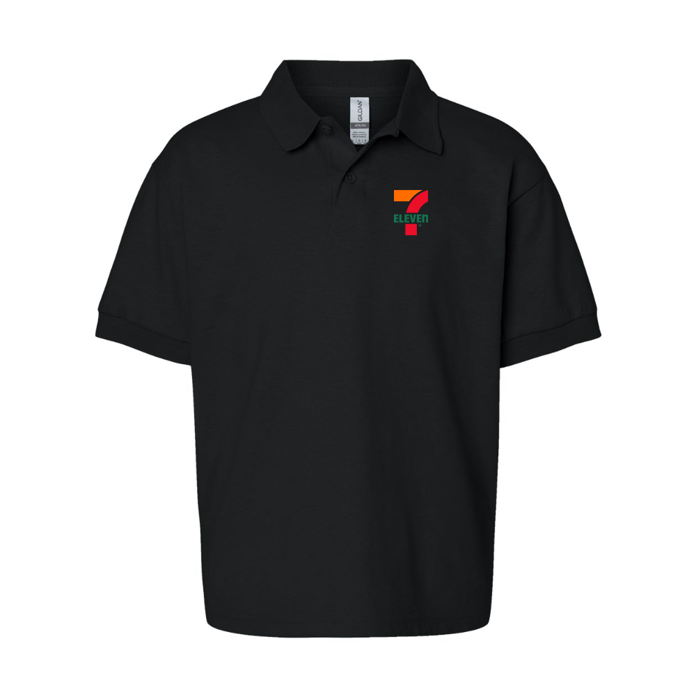 Youth 7 Eleven Logo Gildan Dry Blend Jersey Polo