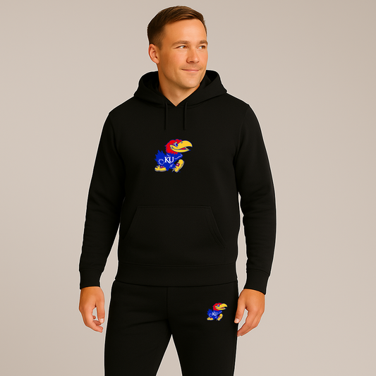 Men's Kansas Jayhawks Logo Hoodie Joggers Set