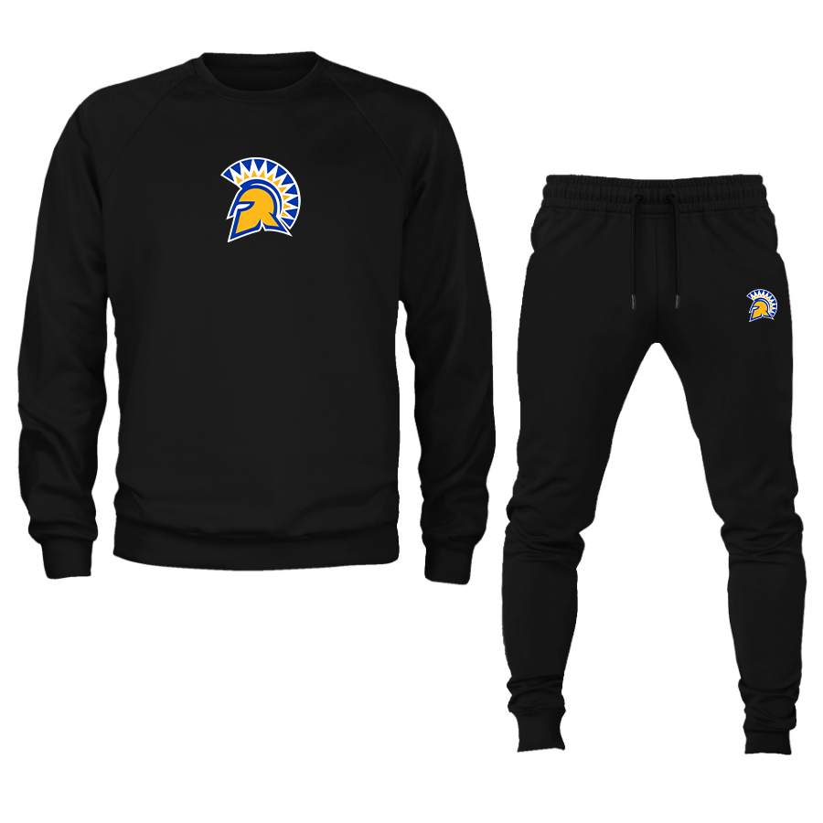 Men's San Jose State Spartans Logo Crewneck Sweatshirt Joggers Suit