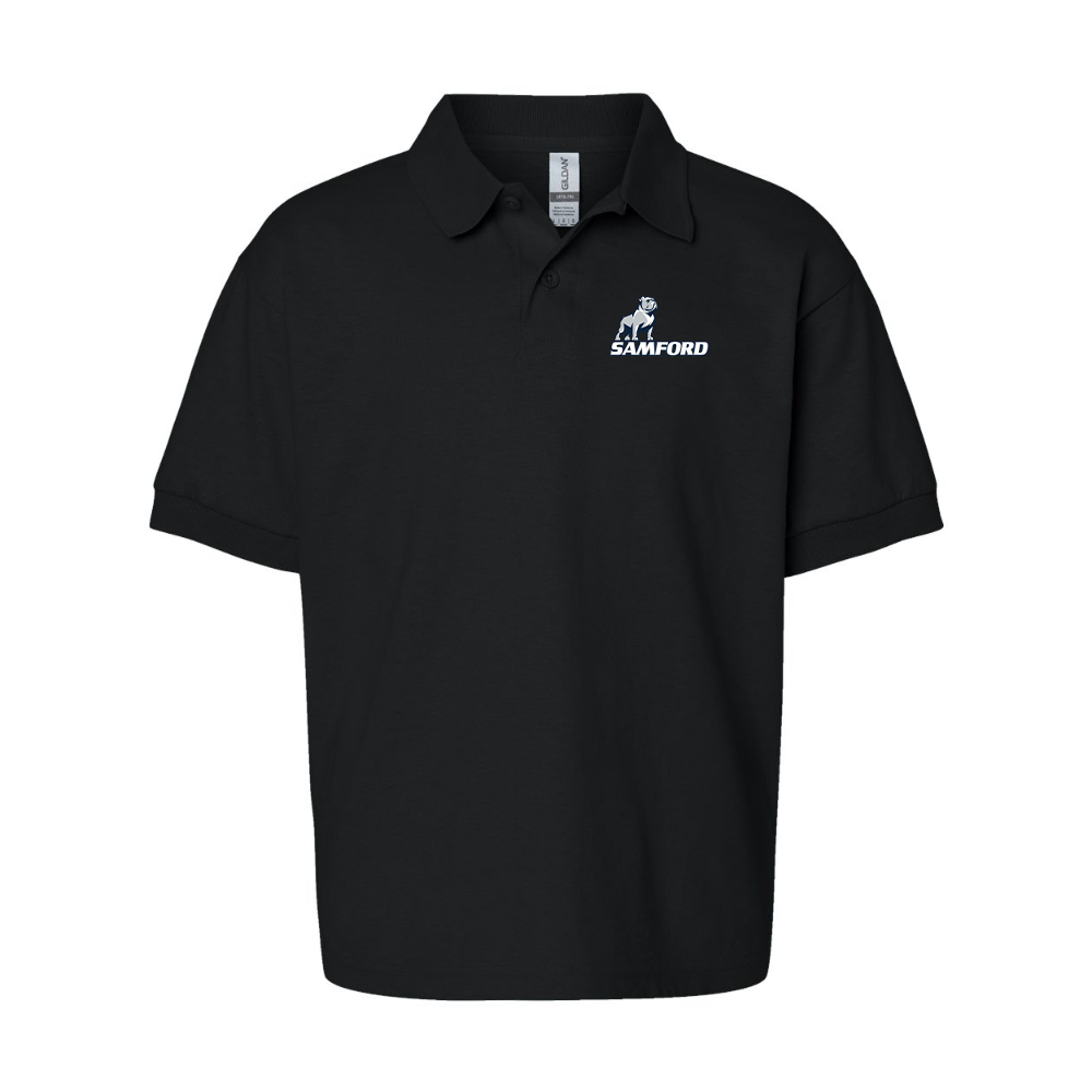 Youth Samford Bulldogs Logo Gildan Dry Blend Jersey Polo