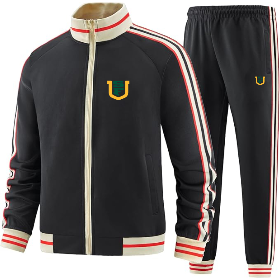 Men's San Francisco Dons Logo  Tracksuit with Bold Striped Accents and Zippered Front Athletic Wear