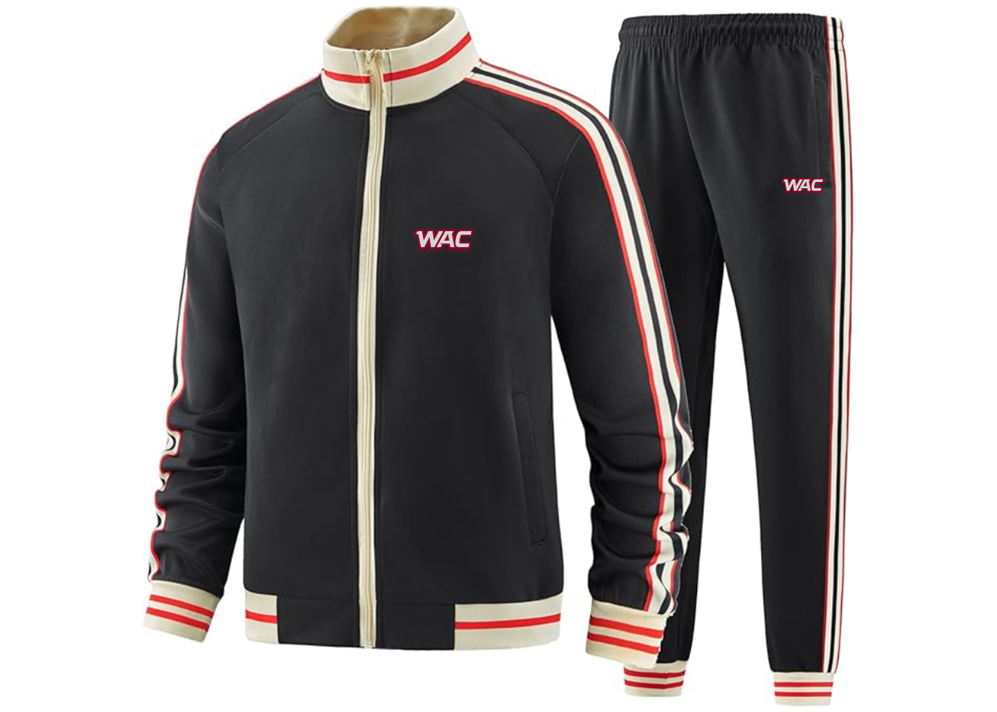Men's Western Athletic Conference Tracksuit with Bold Striped Accents and Zippered Front Athletic Wear