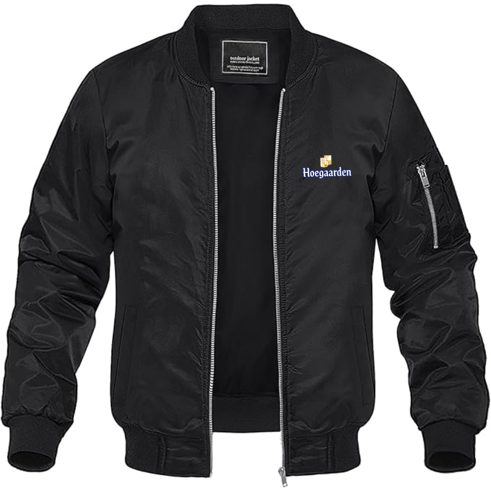 Men's Hoegaarden Logo Lightweight Bomber Jacket Windbreaker Softshell Varsity Jacket Coat