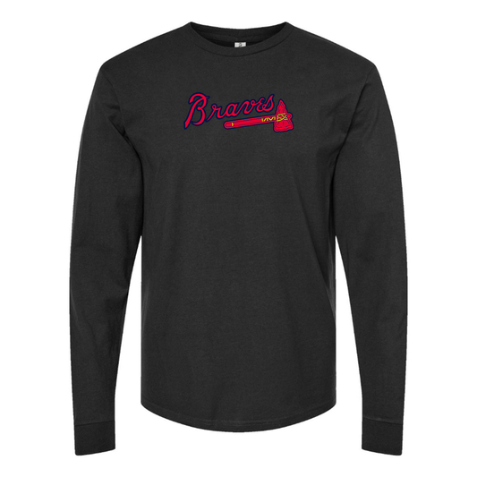 Youth Atlanta Braves Logo Cotton Long Sleeve T-Shirt